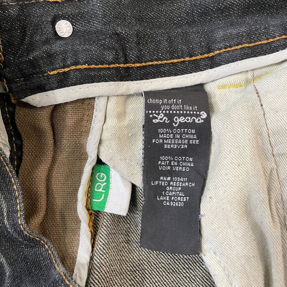 LRG Sunset Rock Jeans Men's Size 36x34 Dark Wash Wide Leg 90s Style Denim - Picture 5 of 8